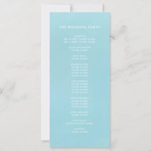 シーガエレガントラスティール（緑がかった色）モノグラム結婚式 プログラム (裏面)