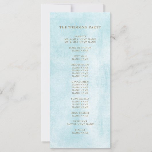 シーガエレガントラスティール（緑がかった色）モノグラム結婚式 プログラム (裏面)