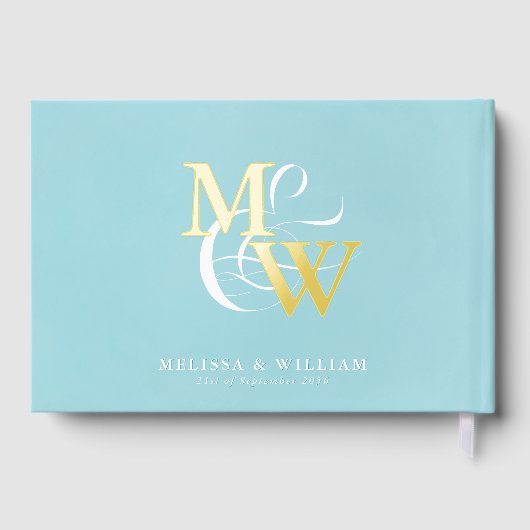 シーガエレガントラスティール（緑がかった色）結婚ズ金ゴールド ゲストブック (裏面)