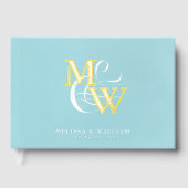 シーガエレガントラスティール（緑がかった色）結婚ズ金ゴールド ゲストブック (正面)