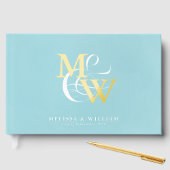 シーガエレガントラスティール（緑がかった色）結婚ズ金ゴールド ゲストブック