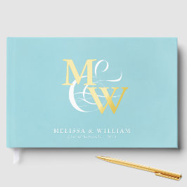 シーガエレガントラスティール(緑がかった色)結婚ズ金ゴールド ゲストブック