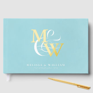 シーガエレガントラスティール（緑がかった色）結婚ズ金ゴールド ゲストブック