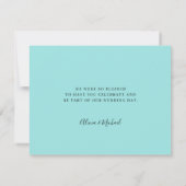 シーガスブルー結婚のスクリプエレガントト サンキューカード (裏面)