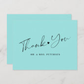 シーガスブルー結婚のスクリプエレガントト サンキューカード (正面/裏面)