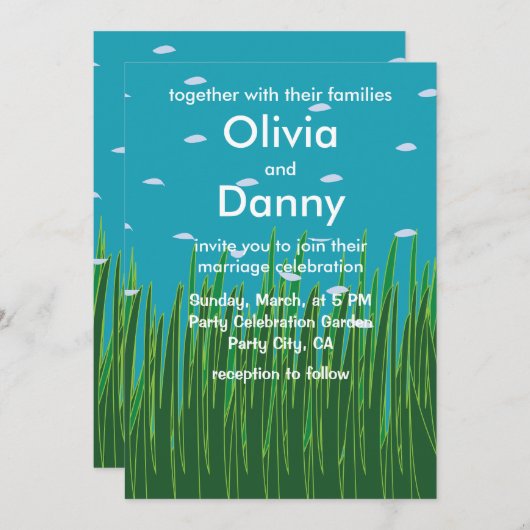 シーガスメドウアンダーウォーターシーサイドビーチ結婚式 招待状 (正面/裏面)