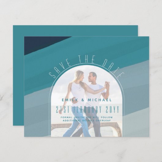 シーガモダンラス海ピーコックブルーティール（緑がかった色）結婚ズ (正面/裏面)