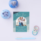 シーガモダンラス海ピーコックブルーティール（緑がかった色）結婚ズ チラシ (シングル)