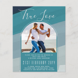 シーガモダンラス海ピーコックブルーティール（緑がかった色）結婚ズ チラシ