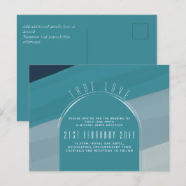 シーガモダンラス海ピーコックブルーティール（緑がかった色）結婚ズ ポストカード