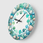 シーガラスとシェル ラージ壁時計 (傾斜)