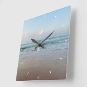 シーガラスとビーチウッド航海の – ブルーティール（緑がかった色） スクエア壁時計 (傾斜)