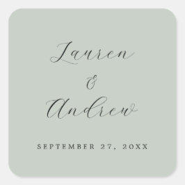 シーガラスグリーンエレガントモダンシンプル結婚 スクエアシール