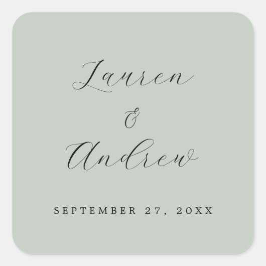 シーガラスグリーンエレガントモダンシンプル結婚 スクエアシール (正面)