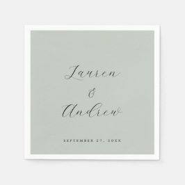 シーガラスグリーンエレガントモダンシンプル結婚 スタンダードカクテルナプキン