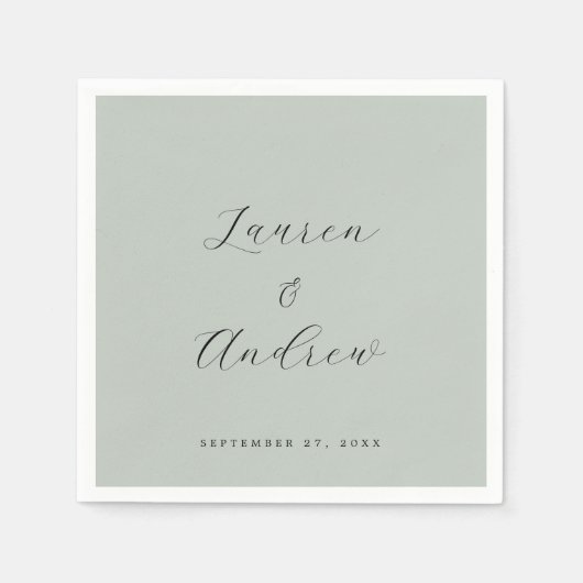 シーガラスグリーンエレガントモダンシンプル結婚 スタンダードカクテルナプキン (正面)