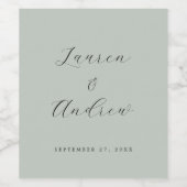 シーガラスグリーンエレガントモダンシンプル結婚 ワインラベル (シングルラベル)