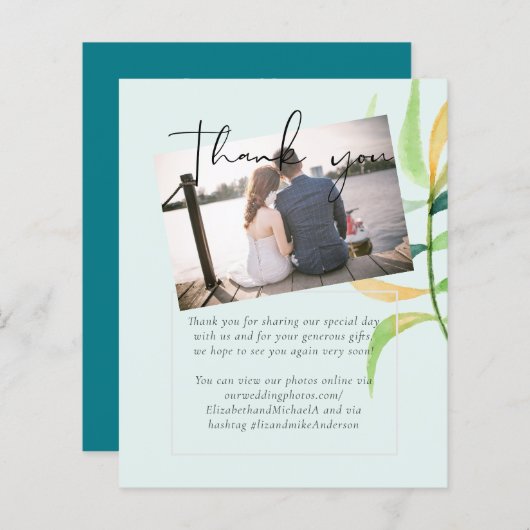 シーガラスグリーンブルー熱帯結婚葉 (正面/裏面)