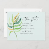 シーガラスグリーンブルー熱帯結婚葉 ポストカード (正面/裏面)