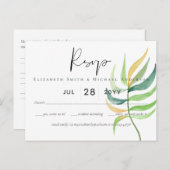 シーガラスグリーンブルー熱帯結婚葉 ポストカード (正面/裏面)