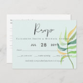 シーガラスグリーンブルー熱帯結婚葉 ポストカード (正面/裏面)