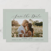 シーガラスグリーンモダンボホ日エレガント付を保存 招待状 (正面/裏面)