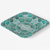 シーガラスグリーン – 海、ビーチまたは海中テーマ ペーパープレート (傾斜あり)