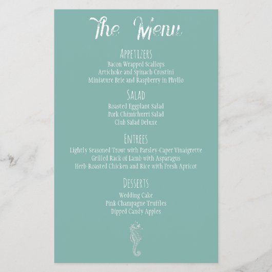 シーガラスシーホースビーチ結婚式メニュー チラシ (正面)