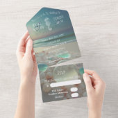 シーガラスシーホースビーチ結婚式 オールインワン招待状 (貼ってはがせる)