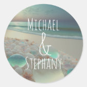 シーガラスシーホースビーチ結婚式 ラウンドシール (正面)