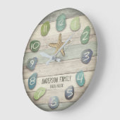 シーガラスタフィッシュドリフトウッド海 ラージ壁時計 (傾斜)