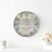 シーガラスタフィッシュドリフトウッド海 ラージ壁時計 (ホーム)