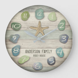 シーガラスタフィッシュドリフトウッド海 ラージ壁時計