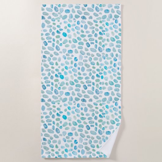 シーガラスターコイズパターンマーメイド ビーチタオル (正面)