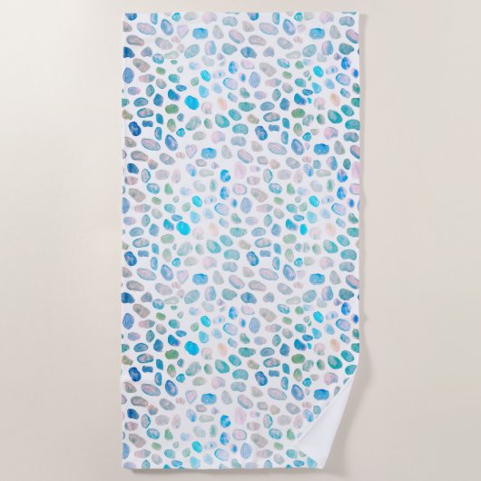 シーガラスターコイズパターンマーメイド ビーチタオル (正面)