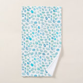 シーガラスターコイズ柄ビーチバスタオルセット バスタオルセット (ハンドタオル)