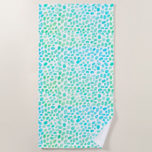 シーガラスターコイズ模様 ビーチタオル (正面)