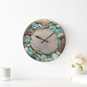 シーガラスドリフトウッドビーチスクエアウォールクロック ラージ壁時計 (ホーム)