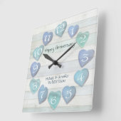 シーガラスハートビーチ記念日ドリフトウッド海 スクエア壁時計 (傾斜)