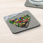 シーガラスハート、ビーチガラス写真コースター コースター (左側)