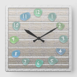 シーガラスビーチ流木ルック スクエア壁時計