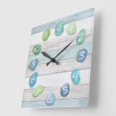 シーガラスビーチ流木海 スクエア壁時計 (傾斜)