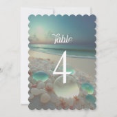 シーガラスビーチ結婚式テーブル番号記号 案内状 (正面)