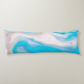 シーガラスブルーと緑の大理石の流体アート ボディピロー (裏面)