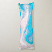 シーガラスブルーと緑の大理石の流体アート ボディピロー (裏面 (縦))