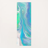 シーガラスブルーと緑の大理石の流体アート ヨガマット (正面)