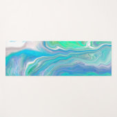 シーガラスブルーと緑の大理石の流体アート ヨガマット (正面(横))