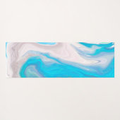 シーガラスブルーと緑の大理石の流体アート ヨガマット (裏面(横))