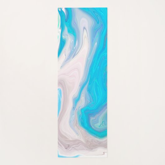 シーガラスブルーと緑の大理石の流体アート ヨガマット (裏面)