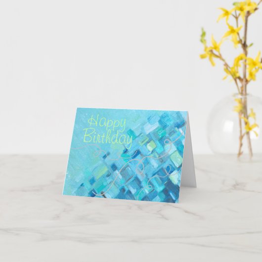 シーガラスプレインプレッション誕生日カード カード (黄色い花)